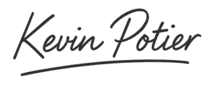 Signature manuscrite de Kevin Potier en noir sur fond transparent.