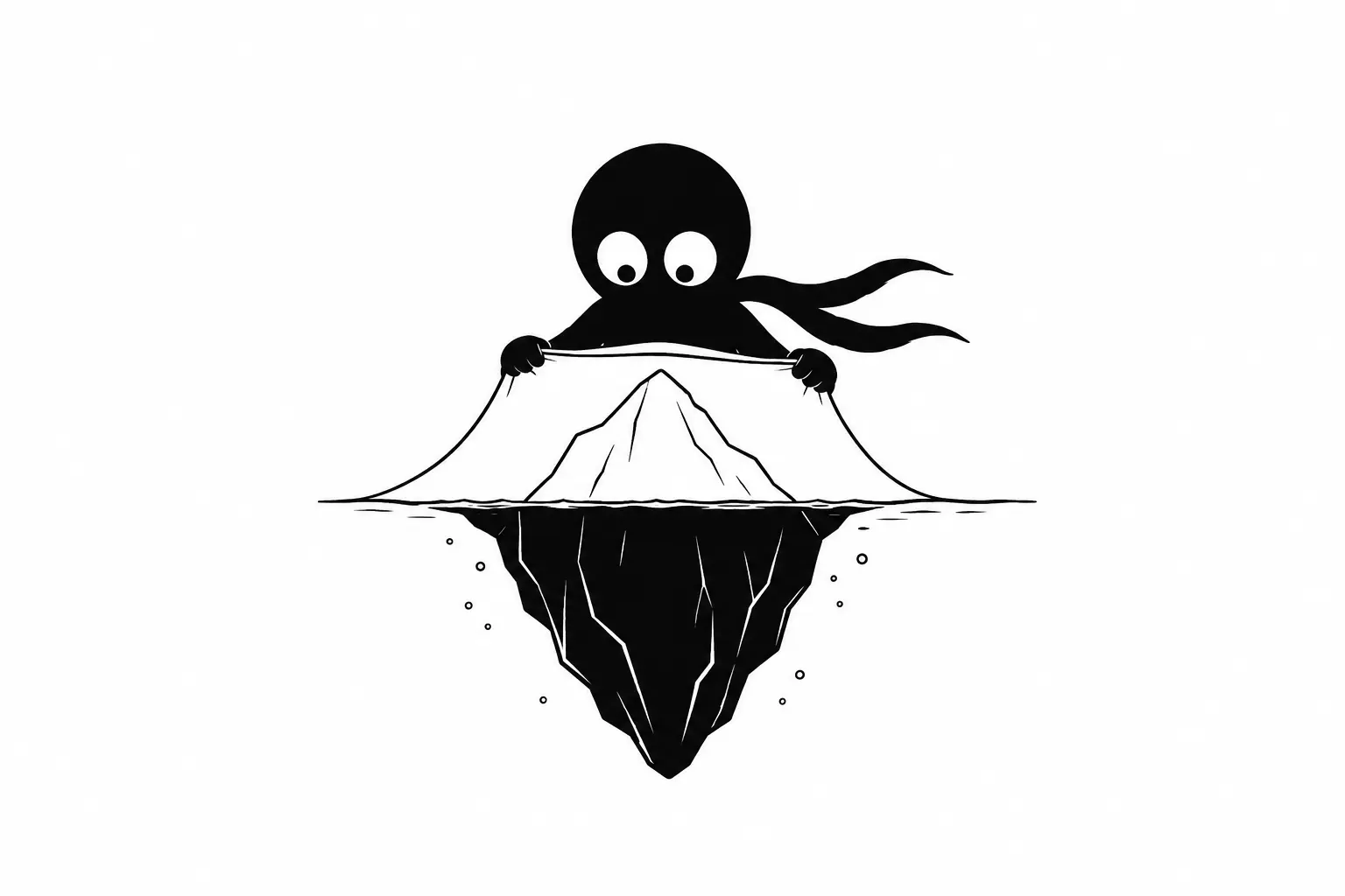 Kiro révèle un iceberg émotionnel représentant les pensées cachées et le sous texte d’un dialogue sur fond blanc minimaliste