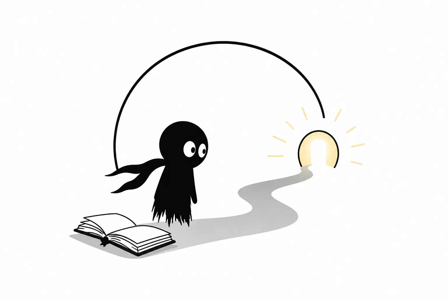 Kiro avance vers une lumière au bout d’un chemin, symbole des promesses narratives tenues et de la conclusion d’une histoire.