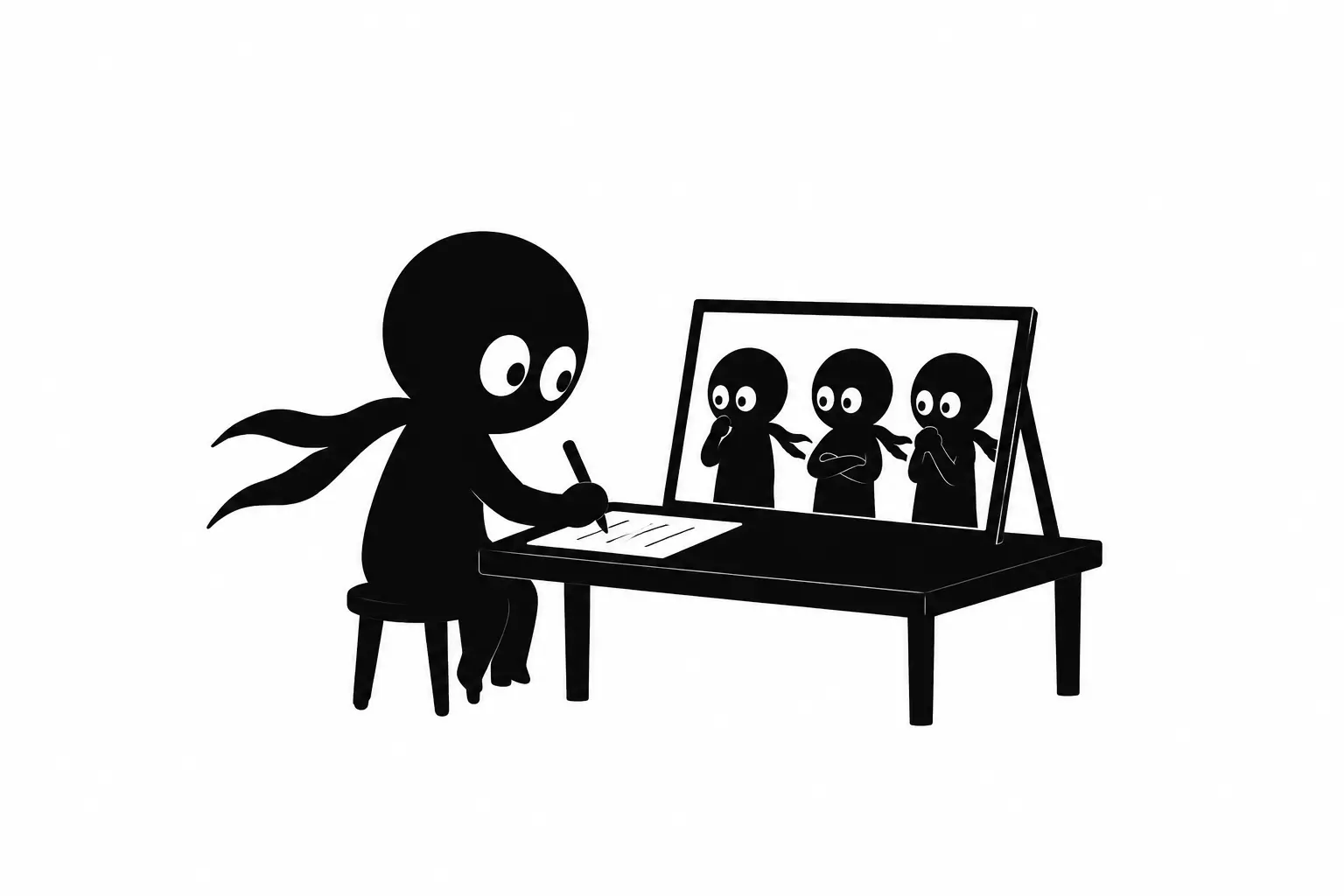 Kiro teste différentes voix narratives devant un miroir avant d’écrire son roman