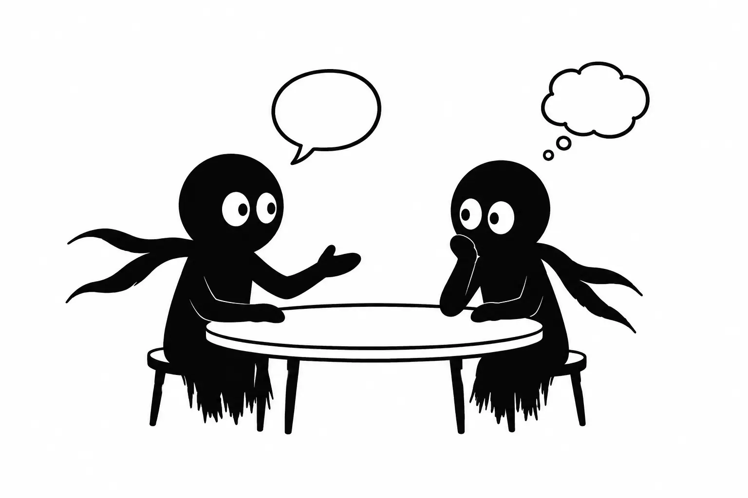 Kiro échange dans une conversation silencieuse et réfléchie autour d’une table minimaliste