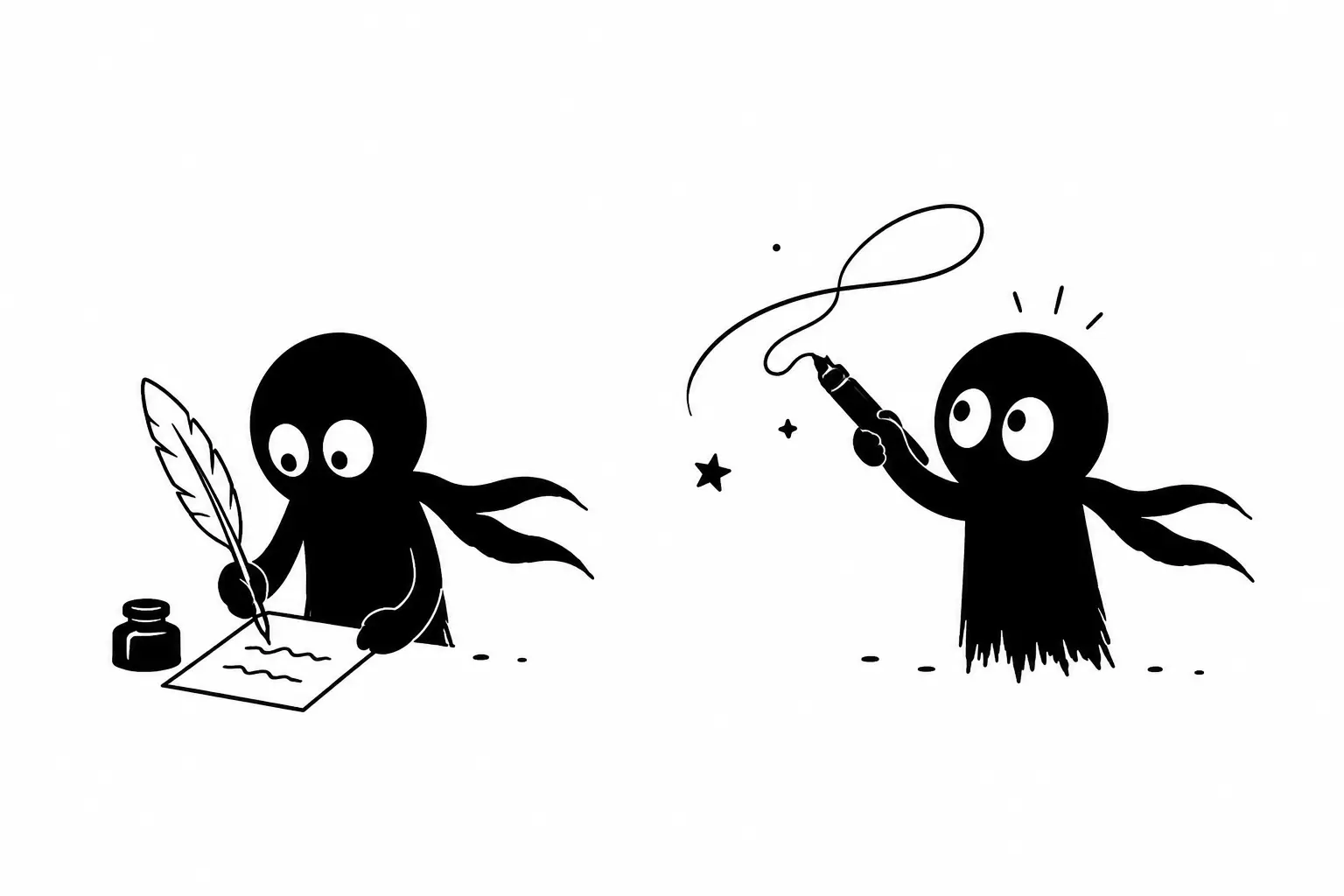 Illustration minimaliste de Kiro distinguant une signature officielle d’un autographe créatif sur fond blanc.