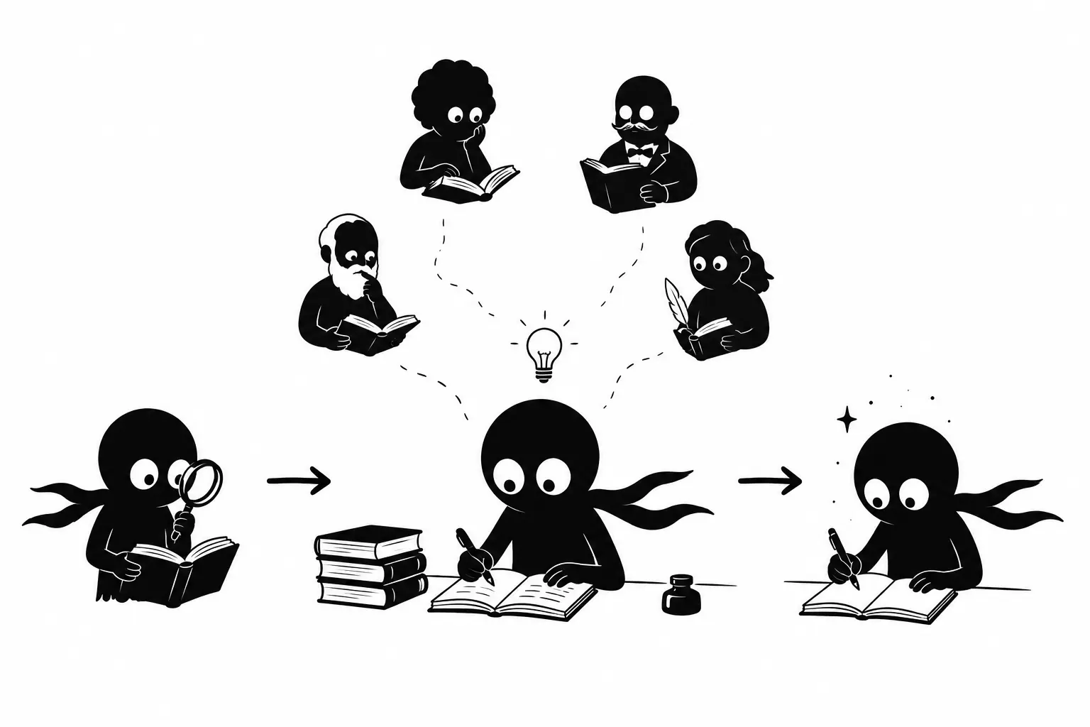 Kiro étudie des livres et s’inspire de différents auteurs pour développer son propre style d’écriture authentique.