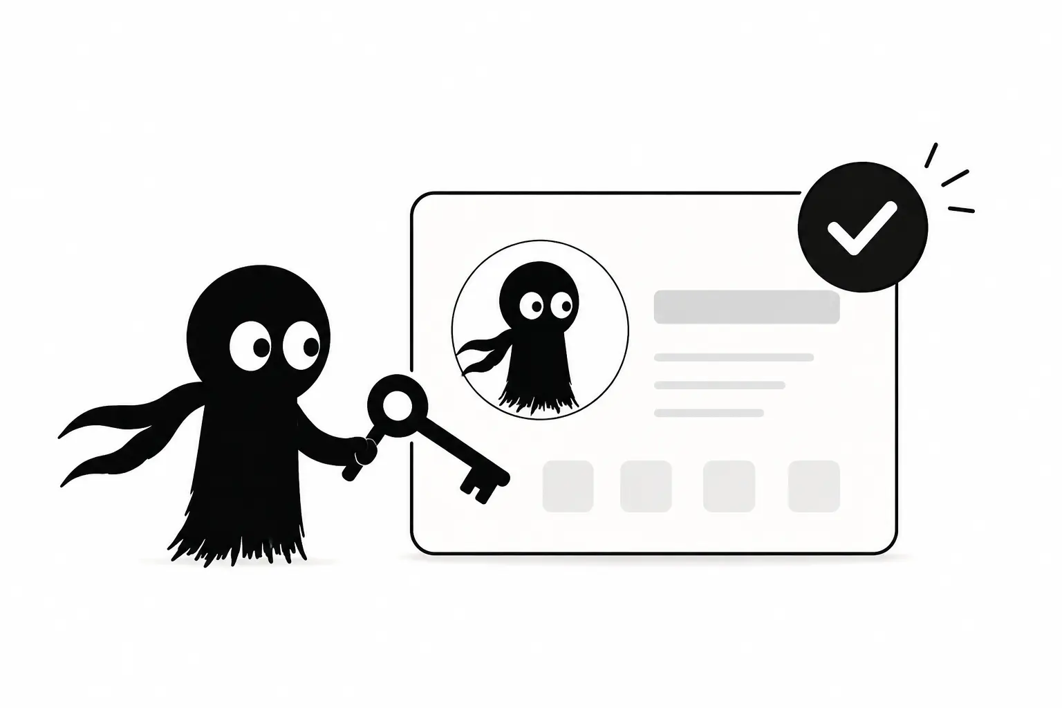 Kiro revendique son panneau de connaissance et administre son identité numérique avec confiance devant une interface symbolique minimaliste sur fond blanc