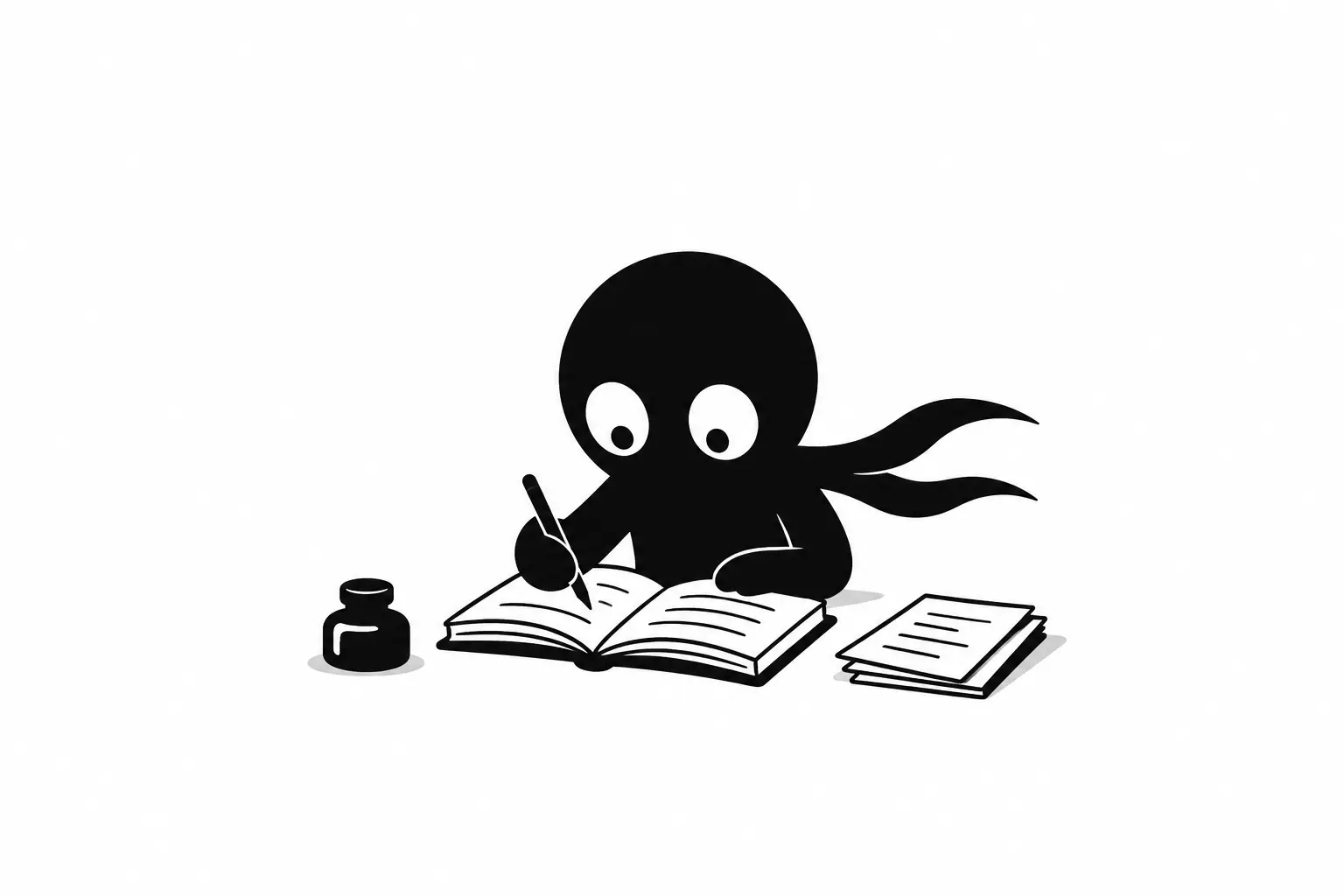 Kiro écrit attentivement dans un carnet pour organiser des nombres et structurer une phrase sur fond blanc minimaliste