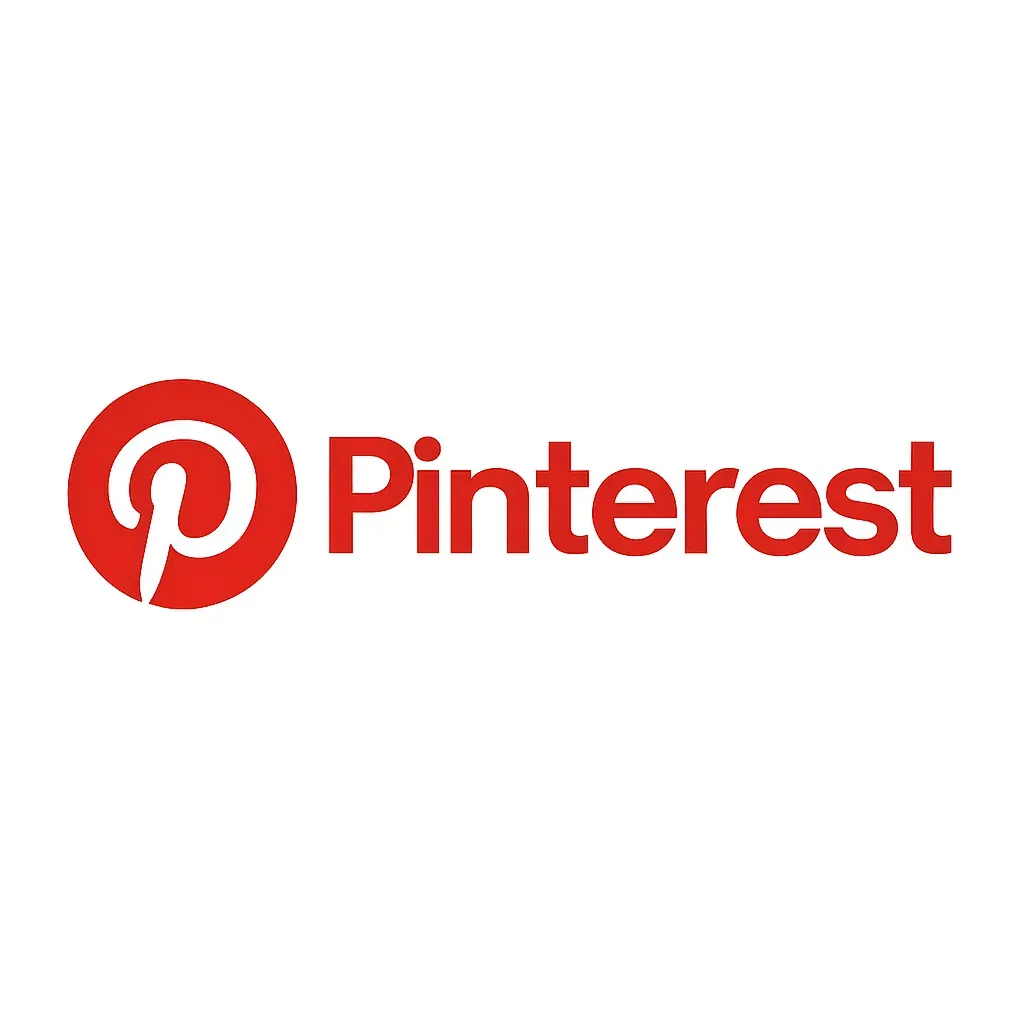 Logo officiel de Pinterest avec une icône rouge circulaire contenant un “P” blanc stylisé, suivi du mot “Pinterest” en rouge, sur fond blanc.