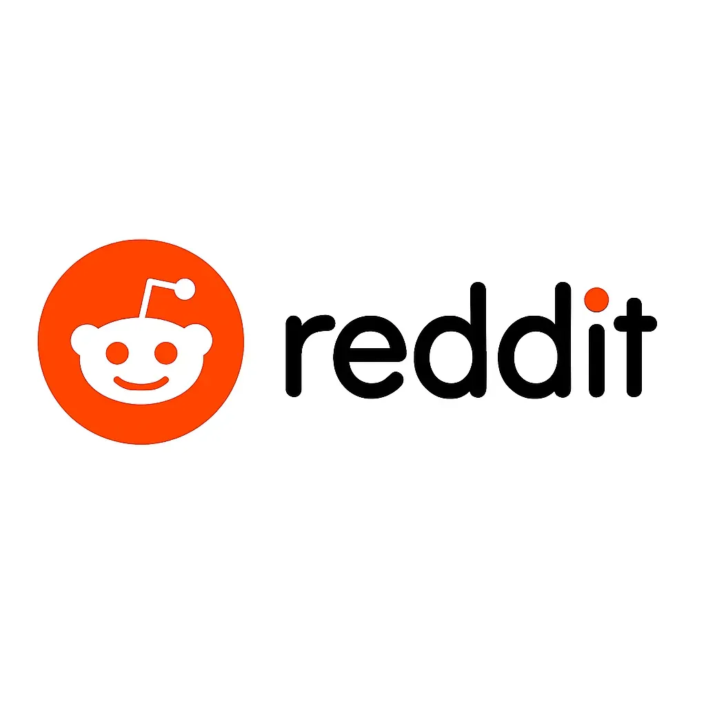 Logo officiel de Reddit avec l’icône orange de la mascotte “Snoo” et le mot “reddit” en noir, sur fond blanc.