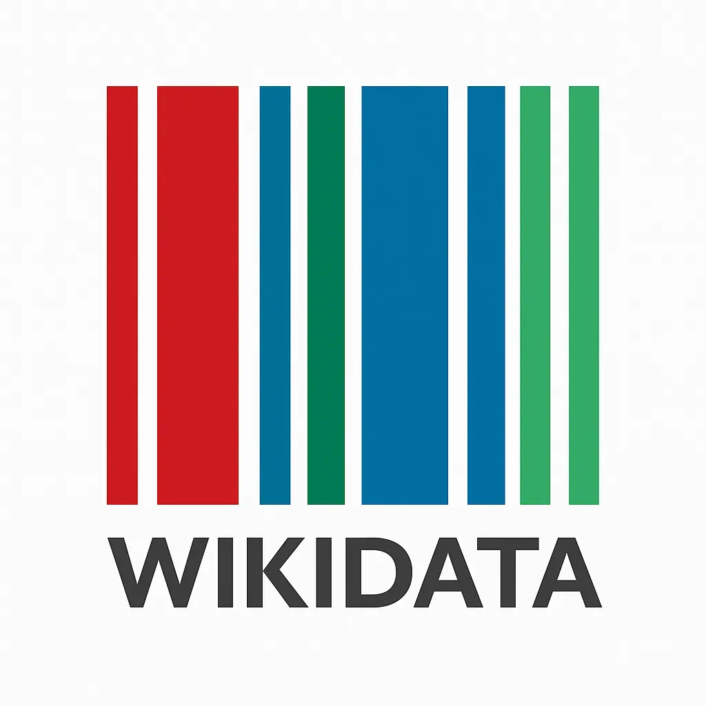 Logo officiel de Wikidata en couleurs rouge, bleu et vert.