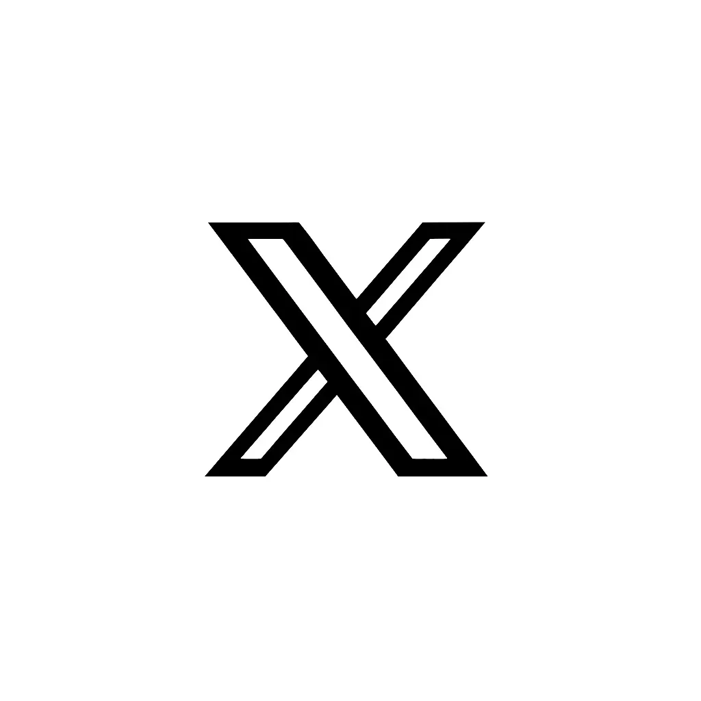 Logo officiel de X, anciennement Twitter, avec un “X” noir stylisé sur fond blanc.