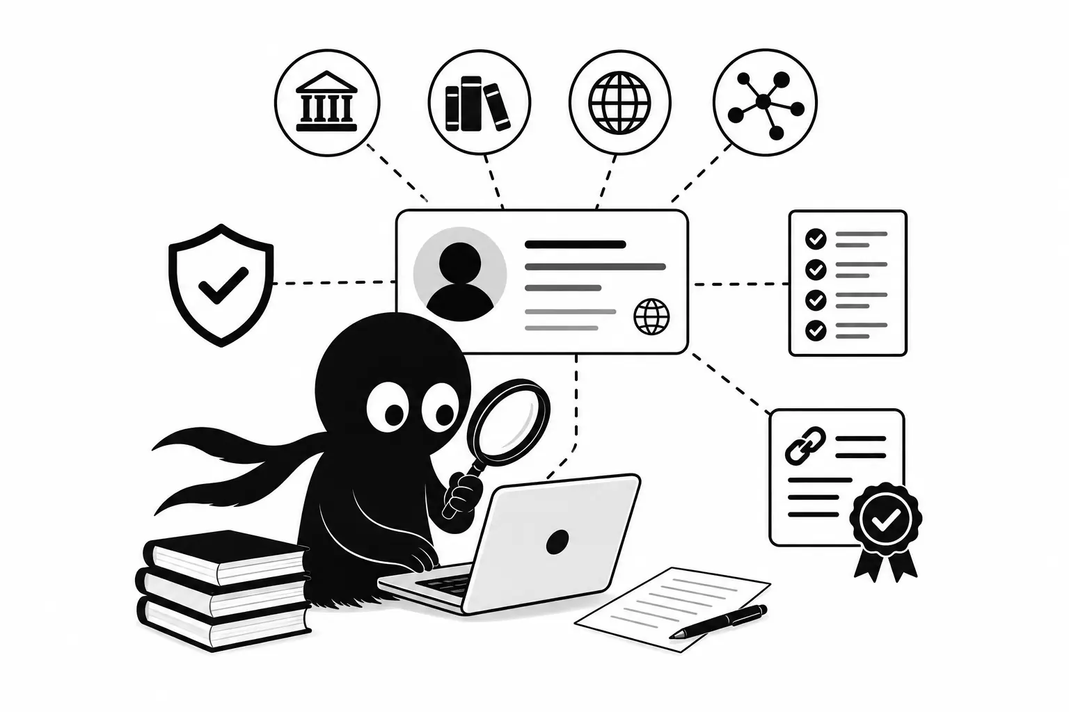 Kiro vérifie des identifiants d’auteur et ajoute des sources fiables pour renforcer la crédibilité d’un profil Wikidata