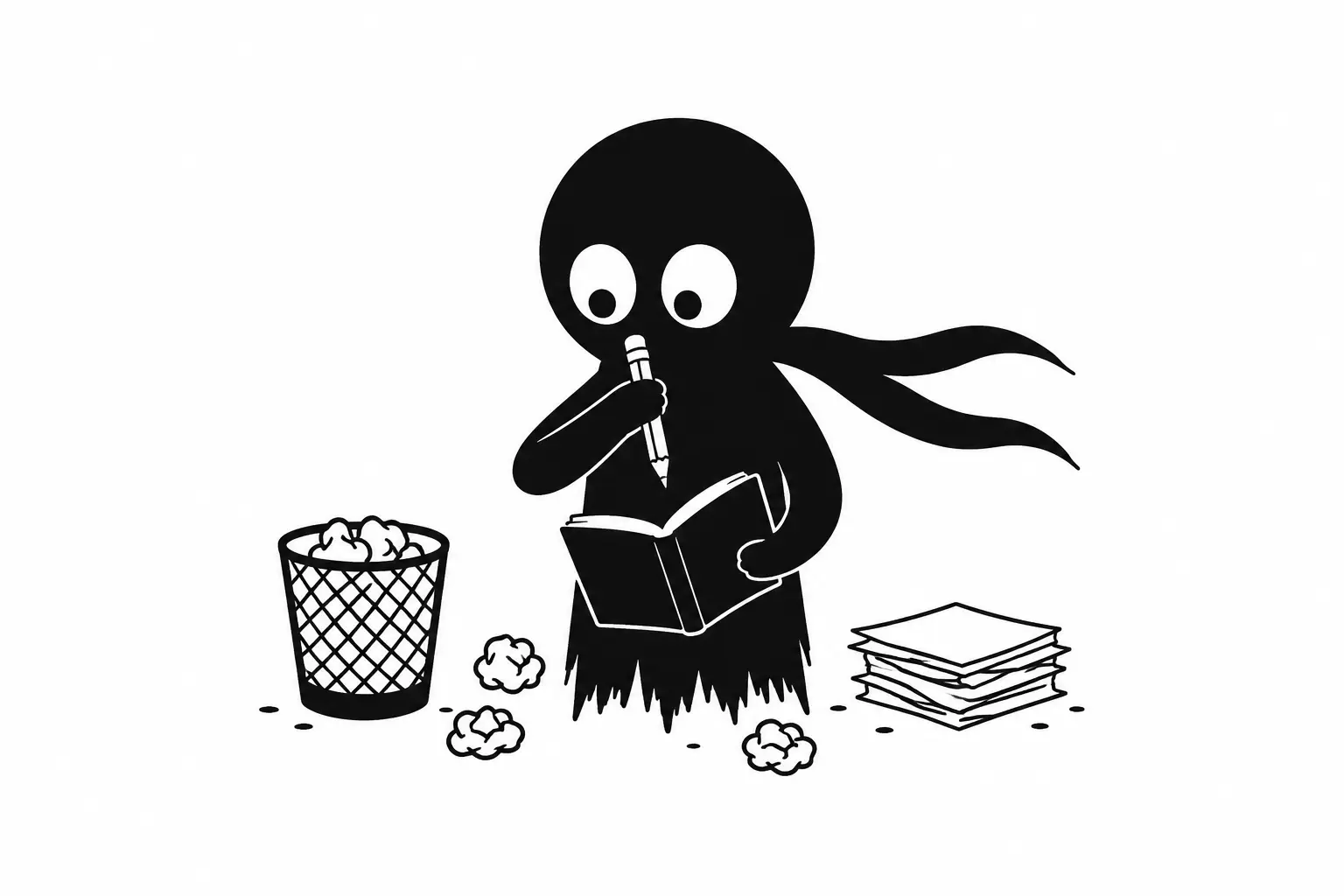 Kiro sélectionne des citations mémorables dans un livre ouvert avec une plume sur fond blanc