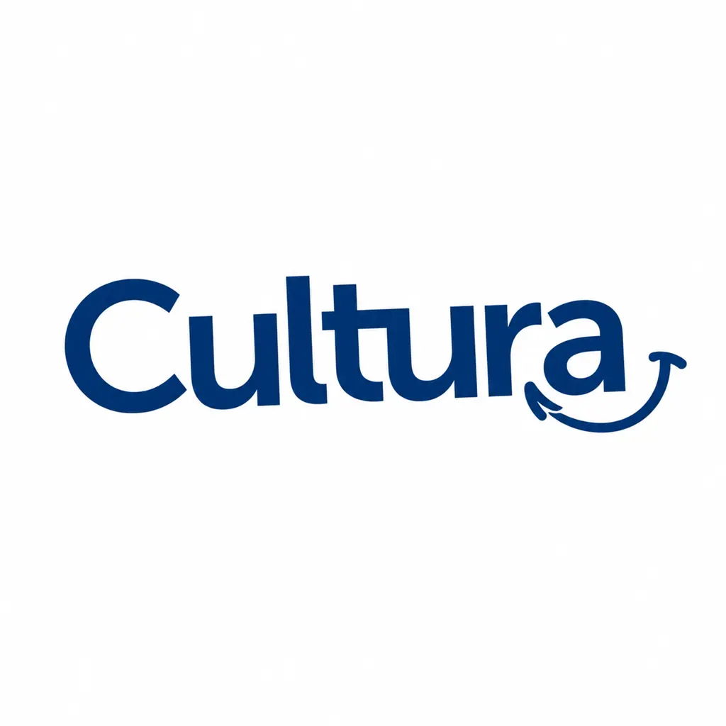 Logo Cultura bleu avec typographie arrondie sur fond blanc