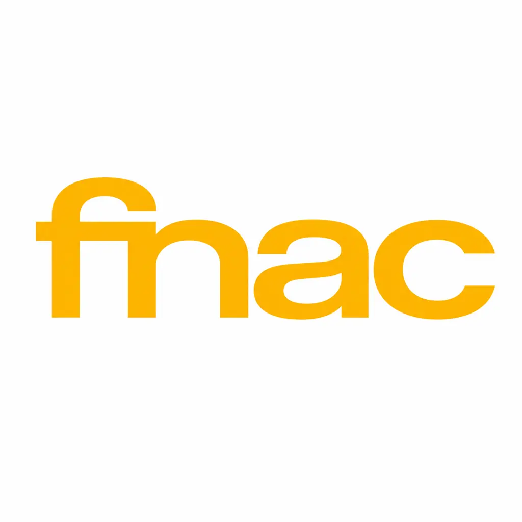 Logo Fnac en lettres orange sur fond blanc